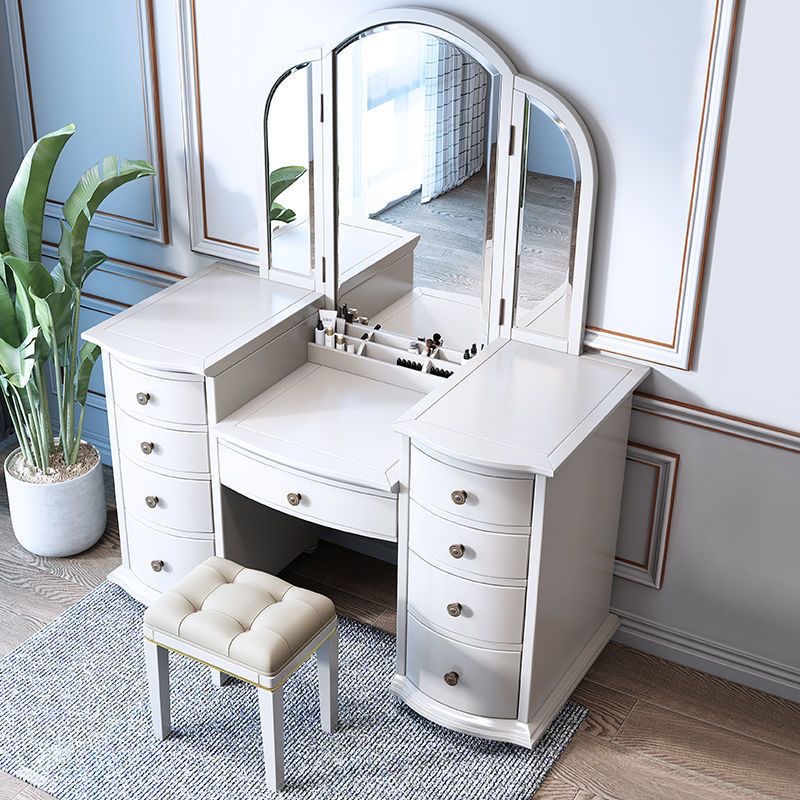 High-end Modern Minimalist Solid Wood Bedroom Vanity Table 9 Drawers Integrated Storage Cabinet New Makeup Bedroom Furniture