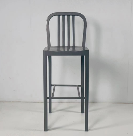 Bistro Grey Steel Navy Bar Stool