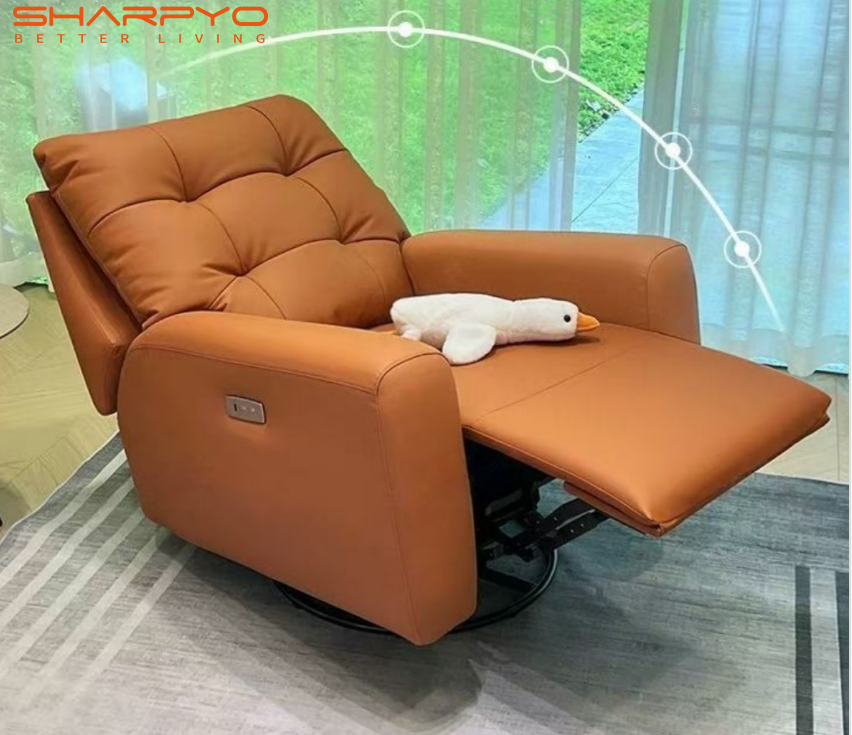 Hot Sale Single Swivel Recliner Chair Leather Modern Rocking Style Adjustable Smart Electric Living Room Furniture Home