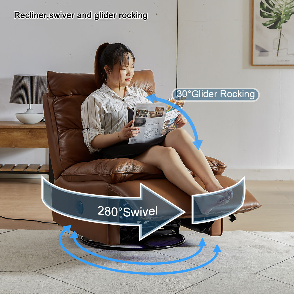 Modern Leather Single Sofa Chair Multifunctional Electric Recliner for Dormitory Sleepable Rocking Lazy Floor Home Furniture