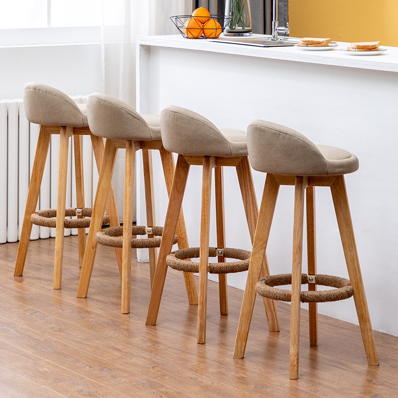 Nordic Antique Nail Leather Luxury Swivel Kitchen Home Wood Wooden Modern Cheap High Stool Bar Chair
