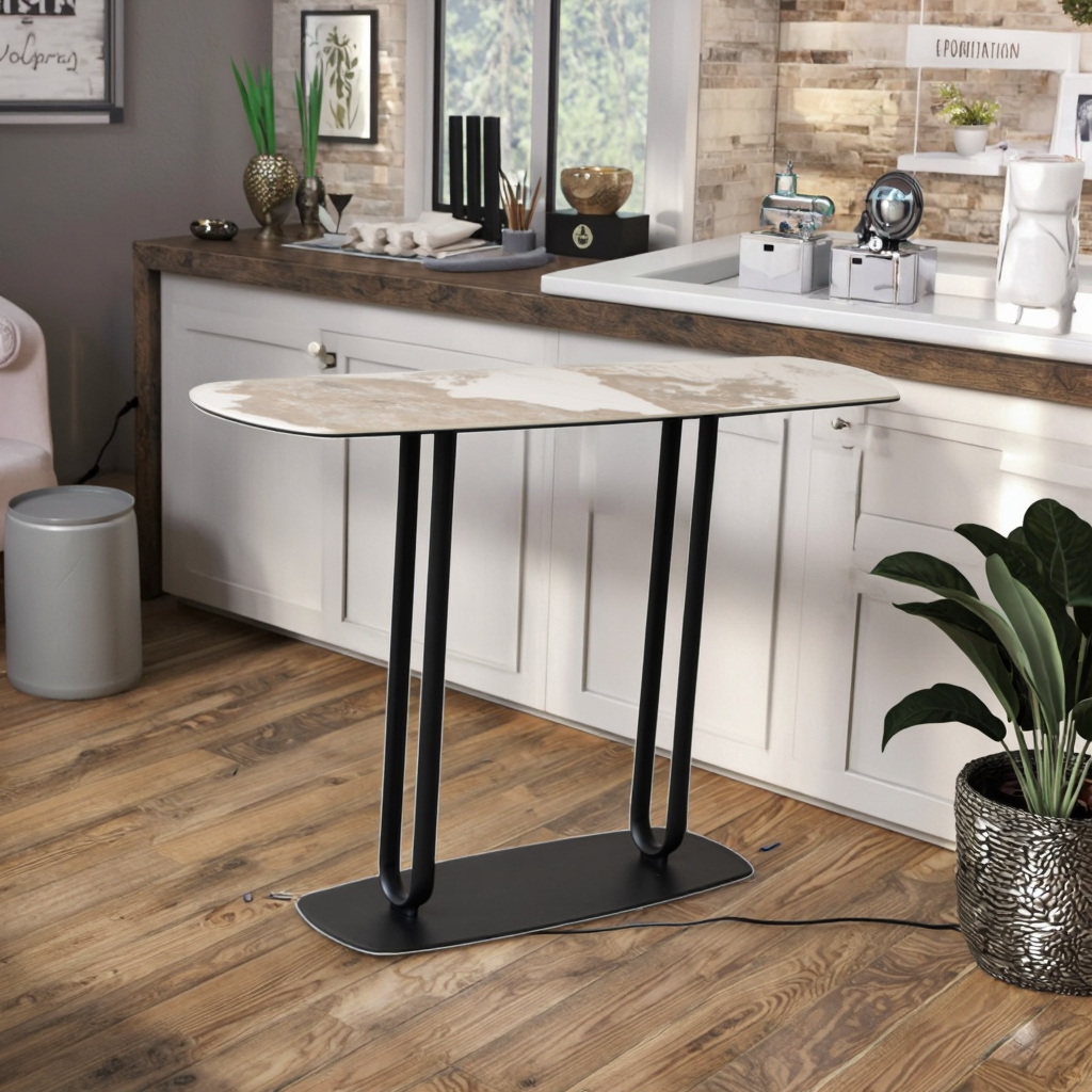 Stylish White Top Modern Designer Metal Legs End Table Living Room Workshop Office Waiting Area Reception Sofa Side Table Coffee