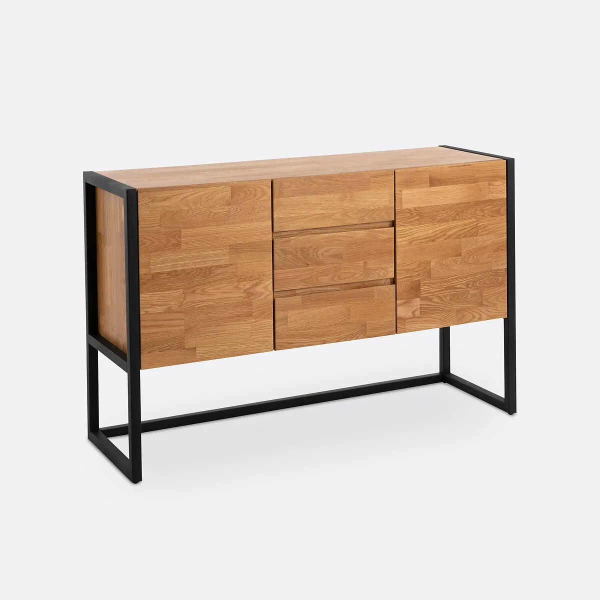 Space-Efficient Solid Wood Display Cabinet with Dual-Access Storage &amp; Open Shelf Top for Entryway Display