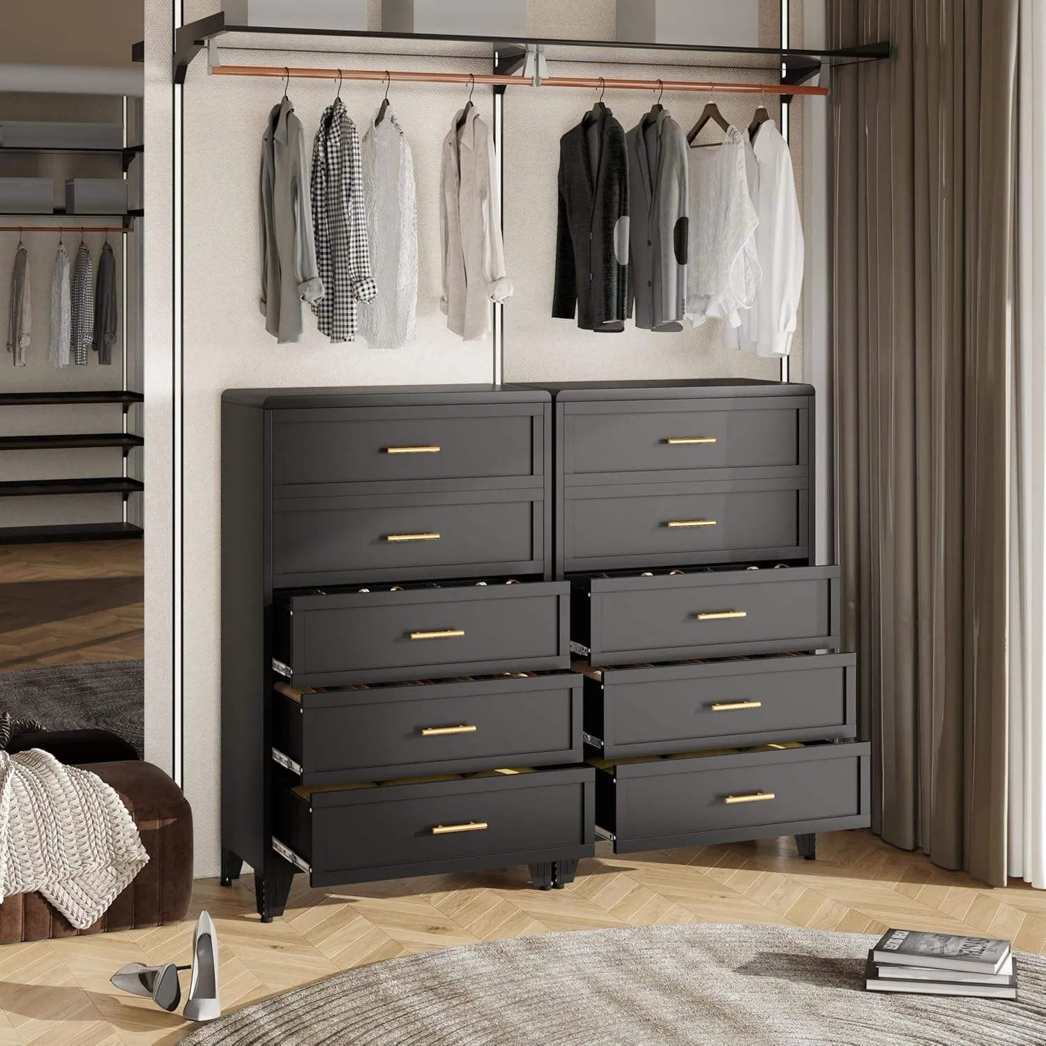Sturdy Steel Five Drawer Chest with Smooth Sliding Rails for Bedroom Storage