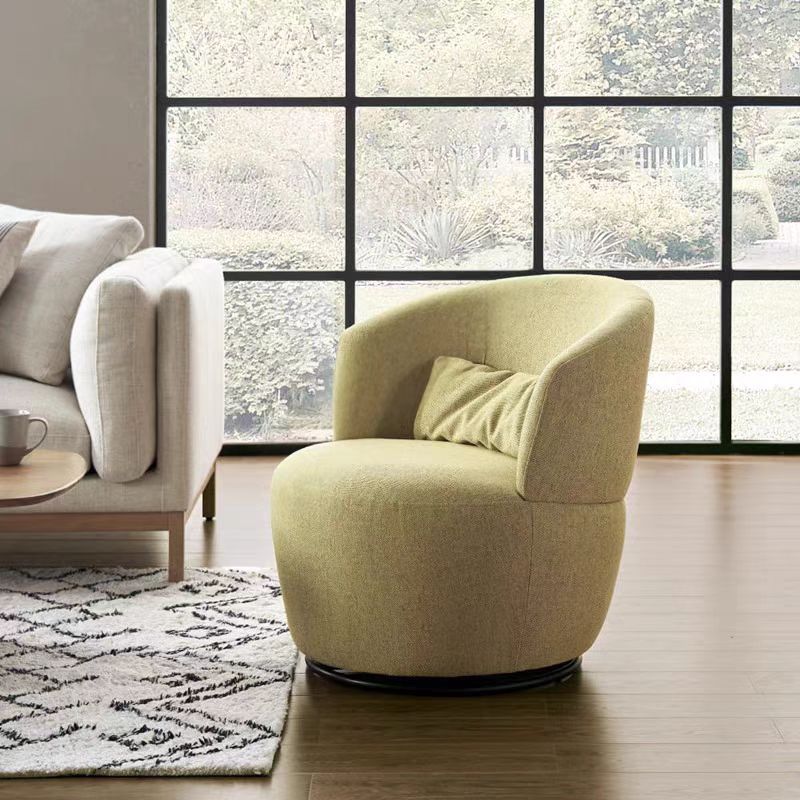 Swivel Single Accent Chair with Faux Lambswool Upholstery &amp; Sturdy Metal Frame for Apartment Living Room Hotel Lobby Seating