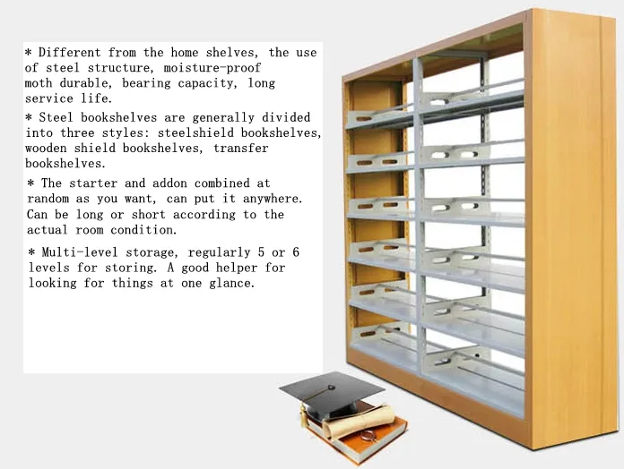 Conventional Book Shelf Library Shelf Steel-Wood Bookshelf