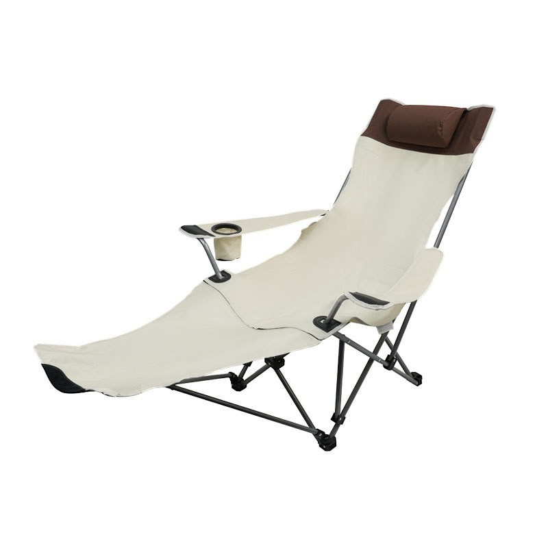 Outdoor Folding Lounge Chair Camping Beach Reclining Portable Adjustable Backrest Small Stool Outdoor Furniture