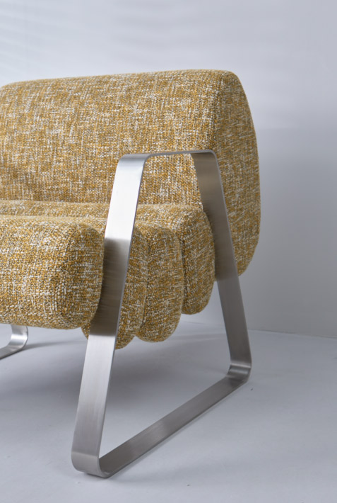 Modern Luxury Metal Frame Adjustable Reclining Lounge Armchair with Cotton Linen Cover for Living Room Home Office &amp; Hotel Use