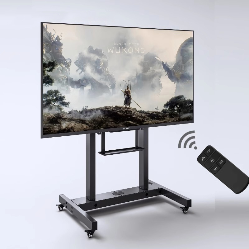Custom Modern Home Office Steel Electric Height Adjustable Free Standing Bracket TV Stand With Remote Controller