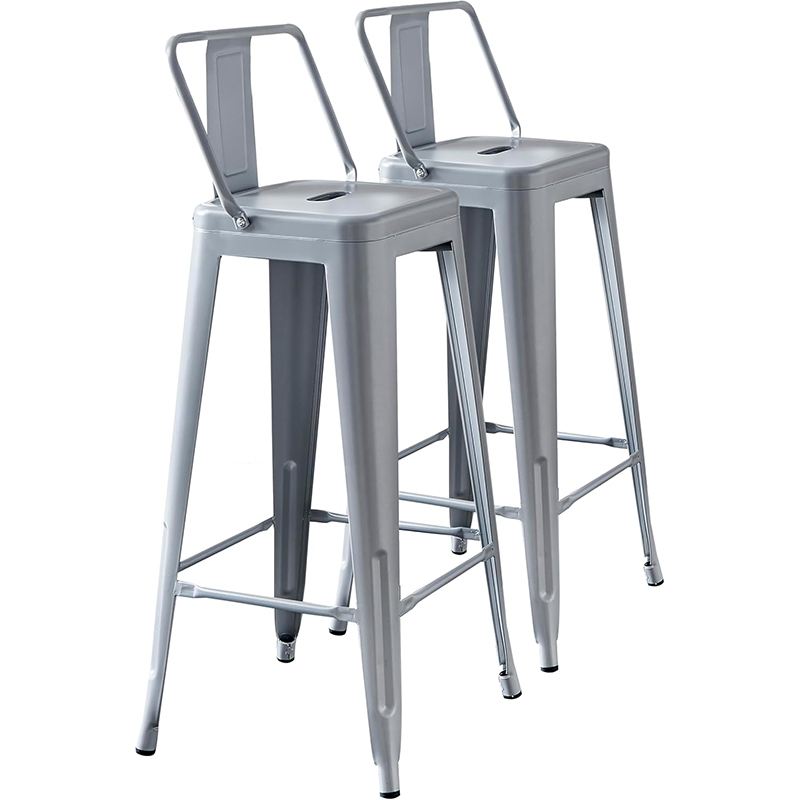 Counter Height Stackable Stools 65/75cm Industrial Metal Bar Dining Chair Stools with Backrest