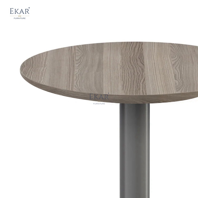 Modern Round Wood &amp; Leather Side Table | Luxury End Table | EKAR Villa &amp; Hotel Living Room Furniture