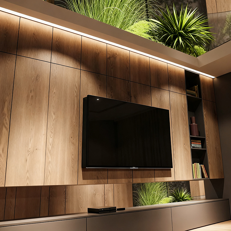 BOSNiE Modern Luxury TV Stand Floating Wall Mounted Custom Wood Entertainment Center Media Console Cabinet Storage Bedroom