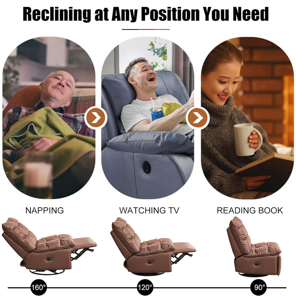 Modern Leather Single Sofa Chair Multifunctional Electric Recliner for Dormitory Sleepable Rocking Lazy Floor Home Furniture
