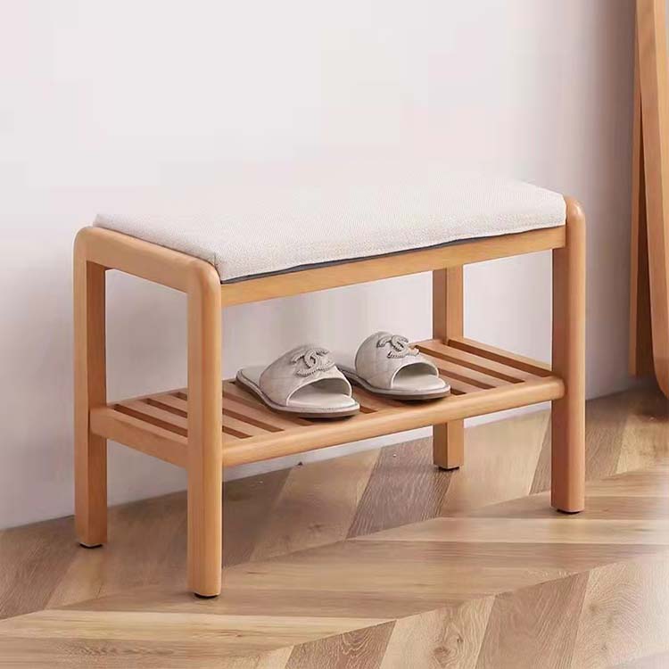 Entryway Bedroom Living Room Hallway Garage Shoe Rack Bench with Cushion Upholstered Padded Seat Storage Shelf Organizer