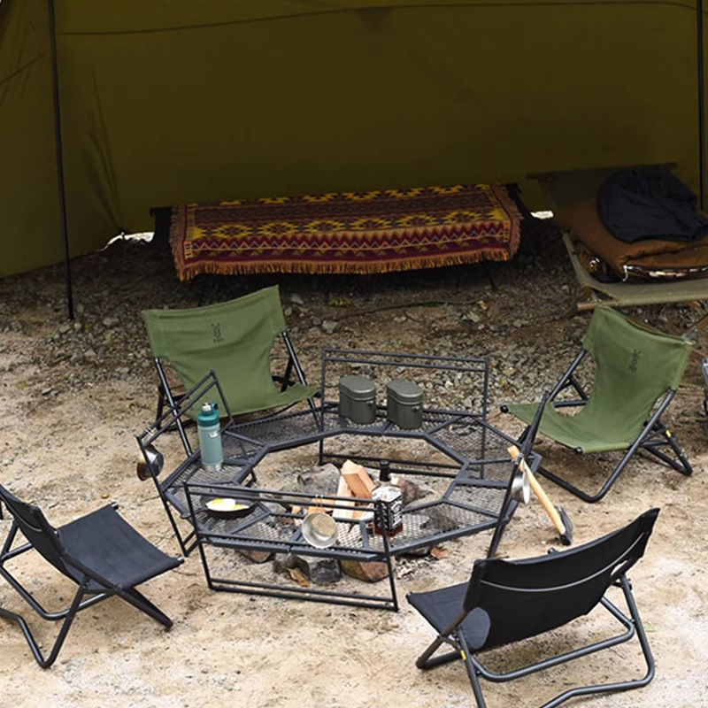 Outdoor foldable bonfire chair portable camping style lounge chair backrest scissor chair
