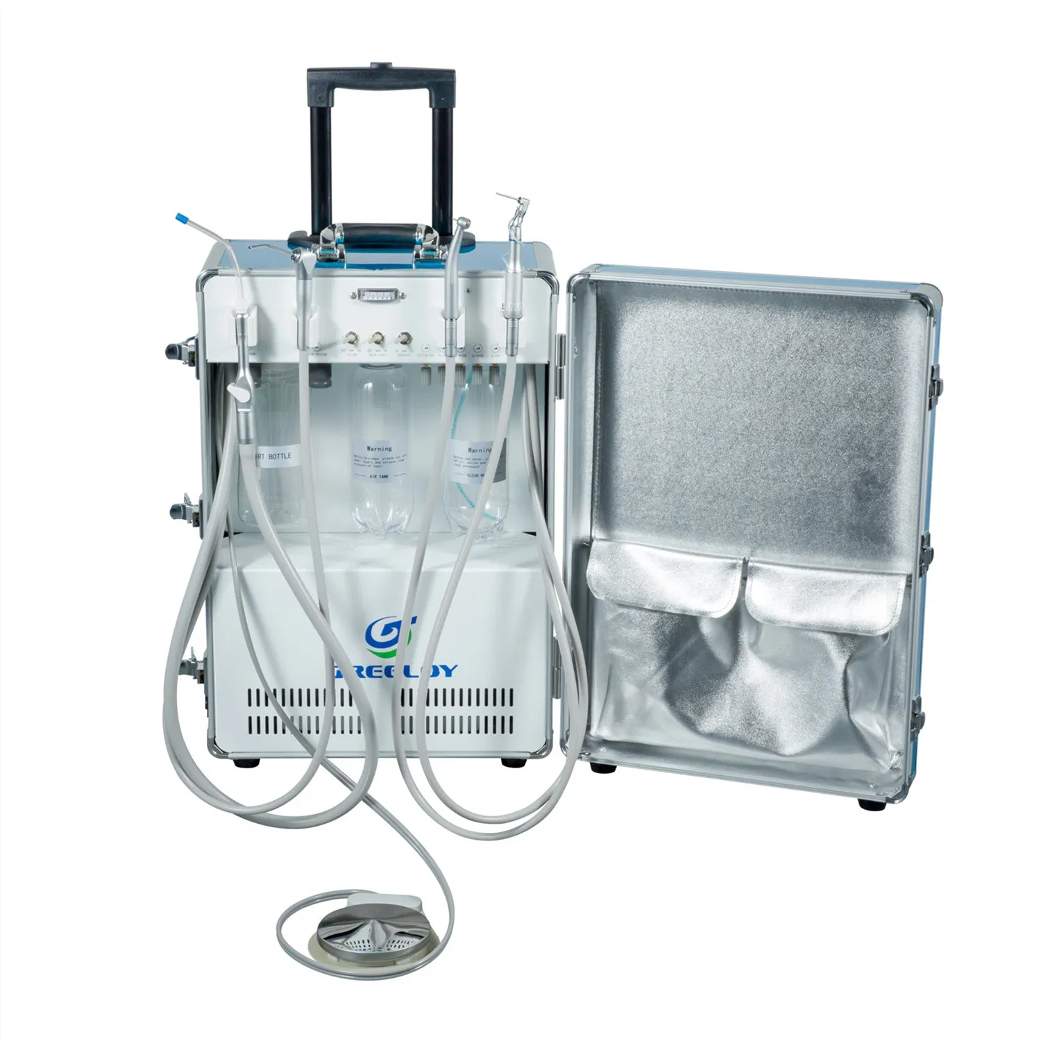 Best Selling CE Approved Suitcase Dental Equipment Portable Mobile Suction Unit Machine with Air Compressor