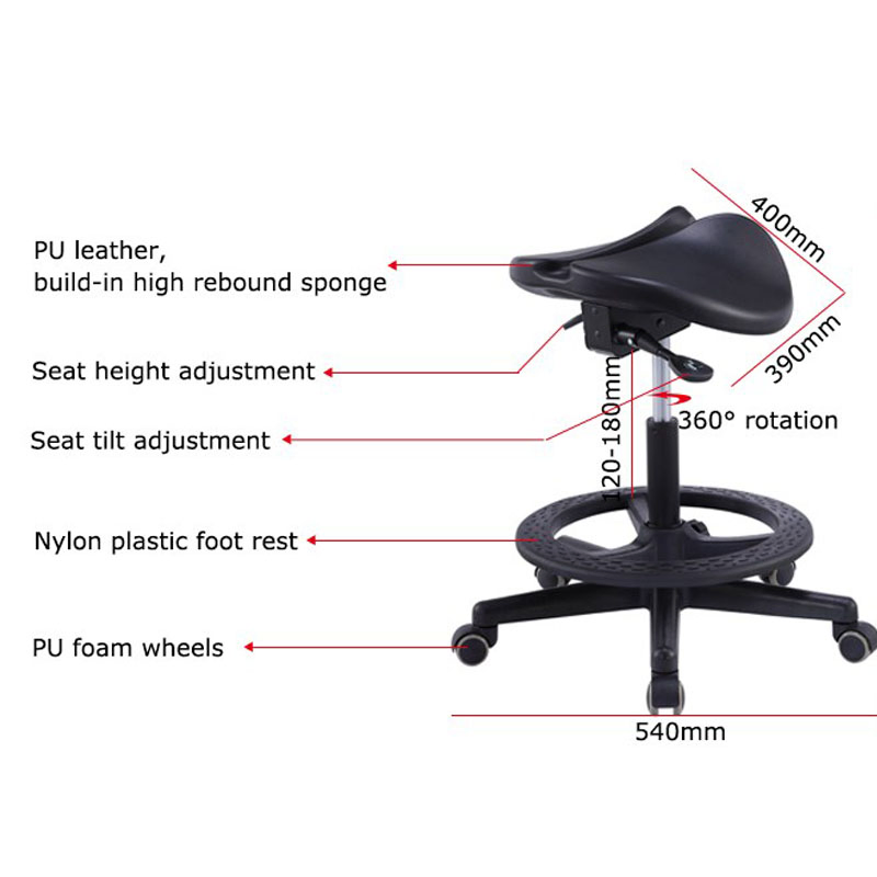 Euro Design Riding Type PU Saddle Dental Stool