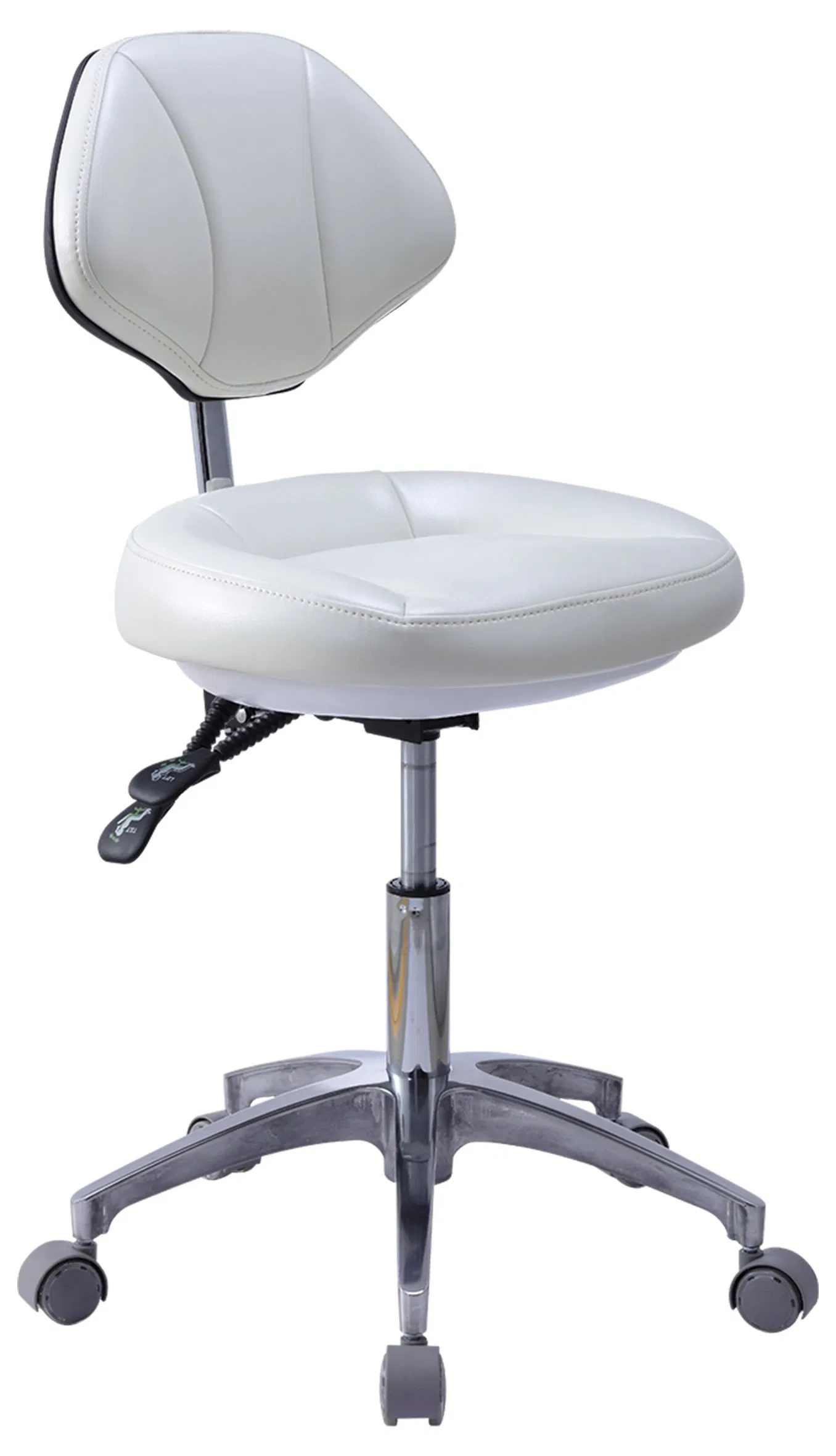 Medical Dental Dentist Chair Surgical Nurse's Doctor Stool with 360 Degree Rotation Armrest PU Leather Assistant Stool Chair