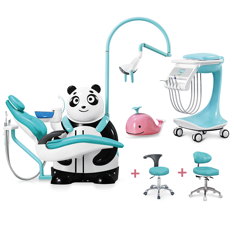 Luxury LED Light Lovely Panda Children Kids Pediatric Dental Chair Unit with Mobile Cart