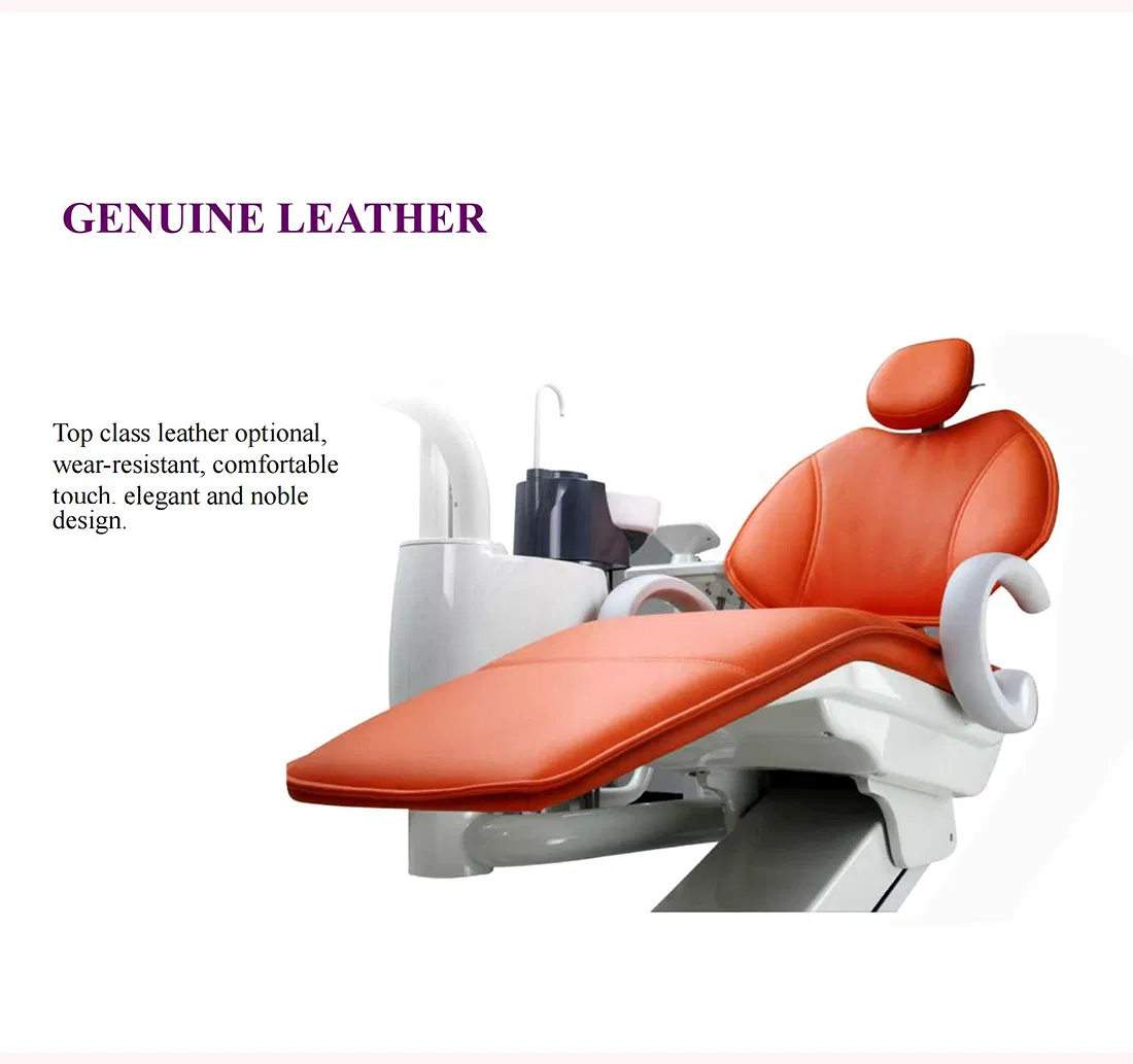 LED Operating Light Fiber Leather Integral Dental Chair with Mobile Cart