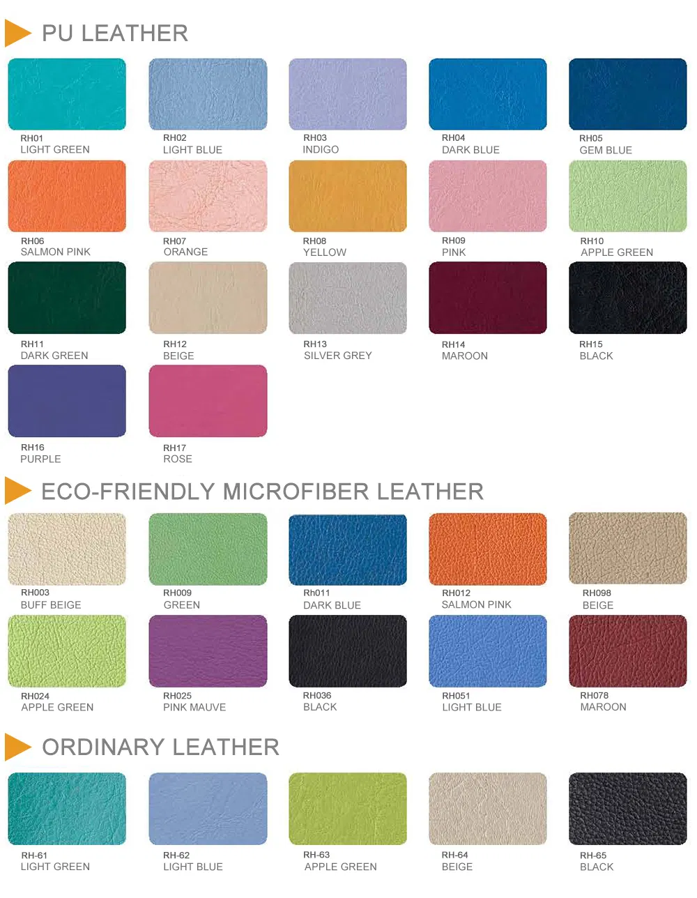 Leather Color Chart