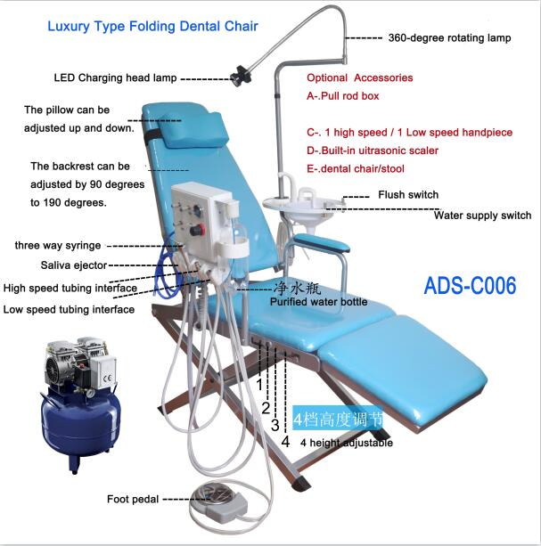 Luxury Dental Folding Portable Chair Wth Turbine Unit