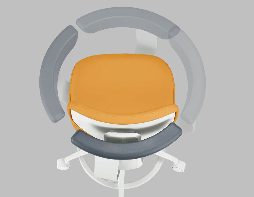 360 Degree Rotatable Manual Metal Dynamic Seat Dental Assistant Stools with Foot Pedestal and Backrest Armrest