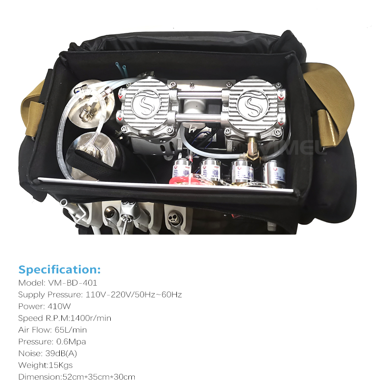 New Model Portable Mobile Treatment Bag Dental Clinic Turbine Unit with Standard Accessories