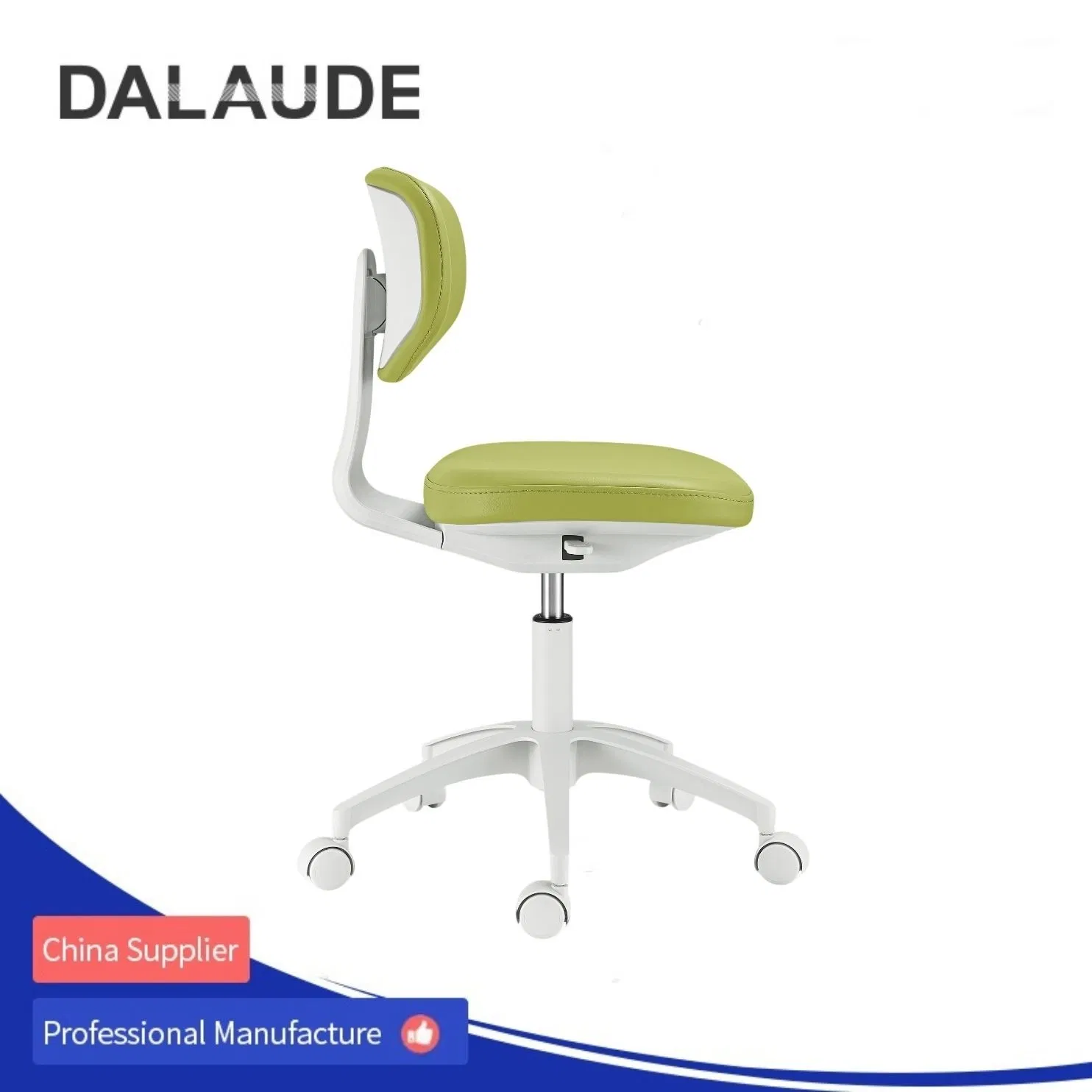 Height Adjustable Dental Stool with Backrest and Caster