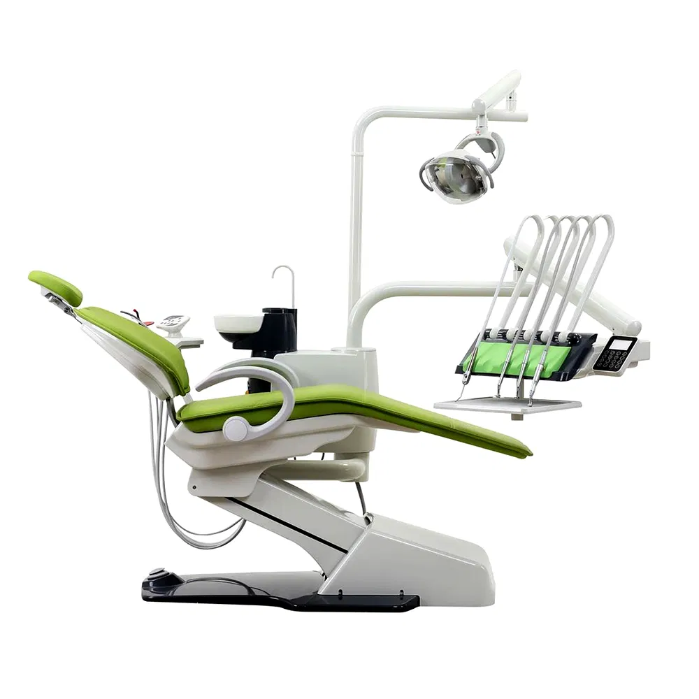 LED Operating Light Fiber Leather Integral Dental Chair with Mobile Cart