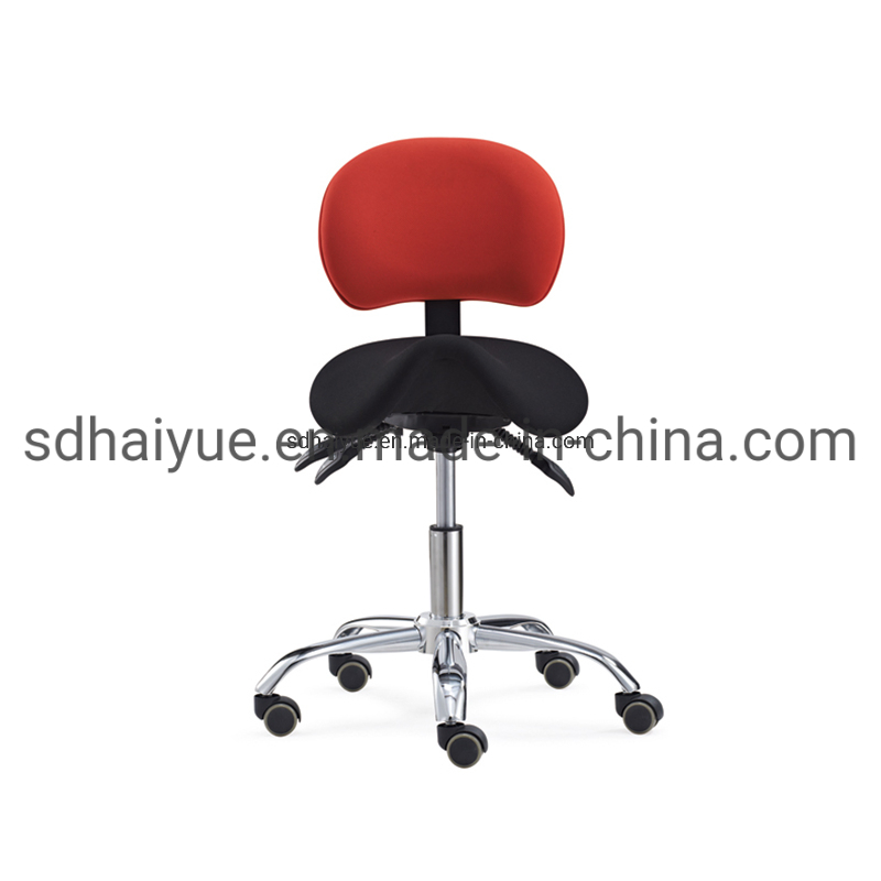 Tilt Seat Adjustable Height Ergonomic Saddle Seat Rolling Dental Stool with Adjustable Back