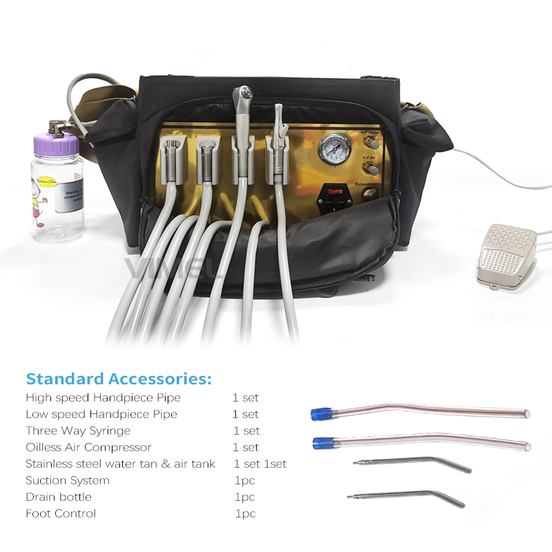 New Model Portable Mobile Treatment Bag Dental Clinic Turbine Unit with Standard Accessories