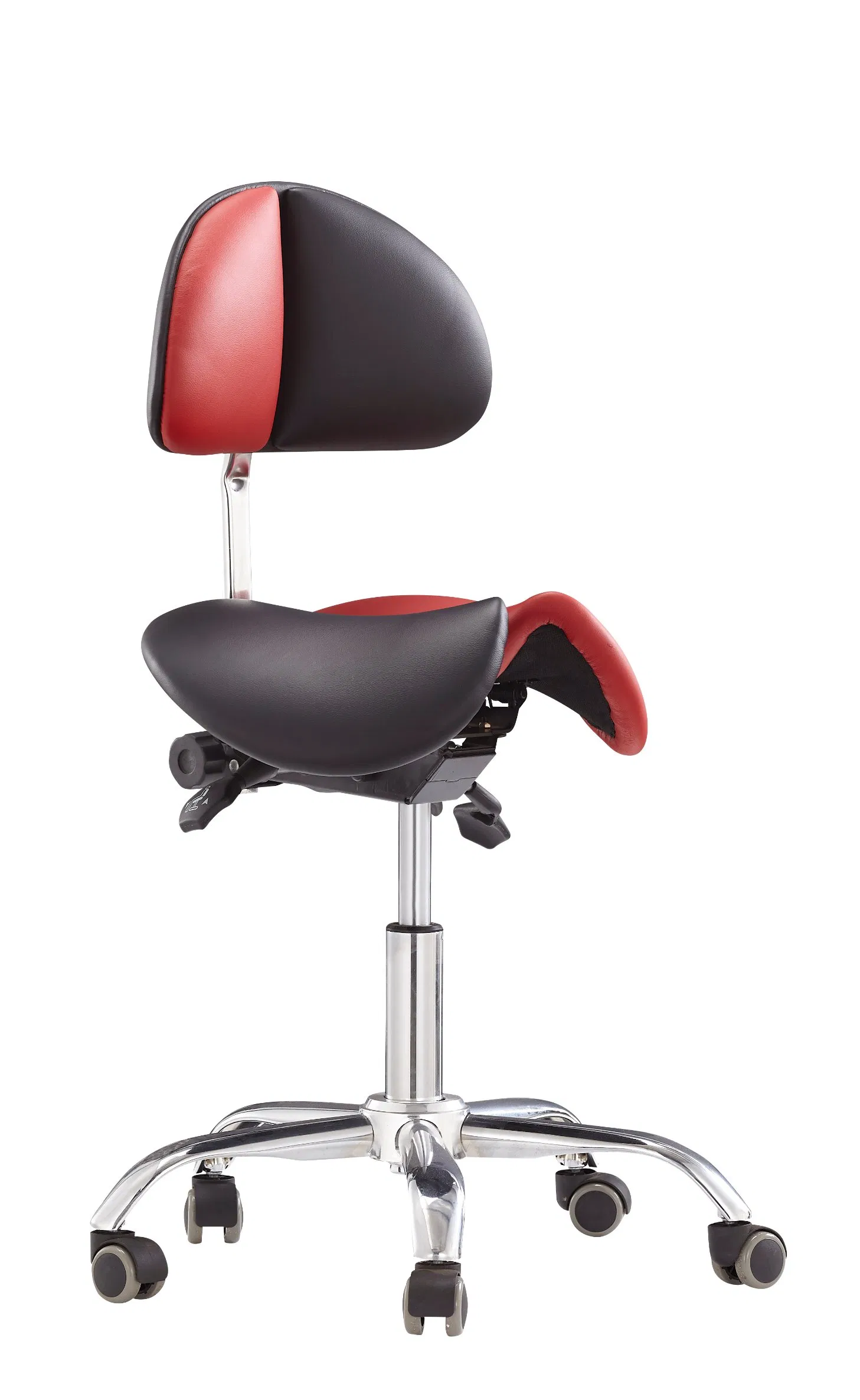 Ergonomic Split Saddle Stool with Adjustable Backrest and Height for Dental, Lab, Salon Massage, Home and Offic