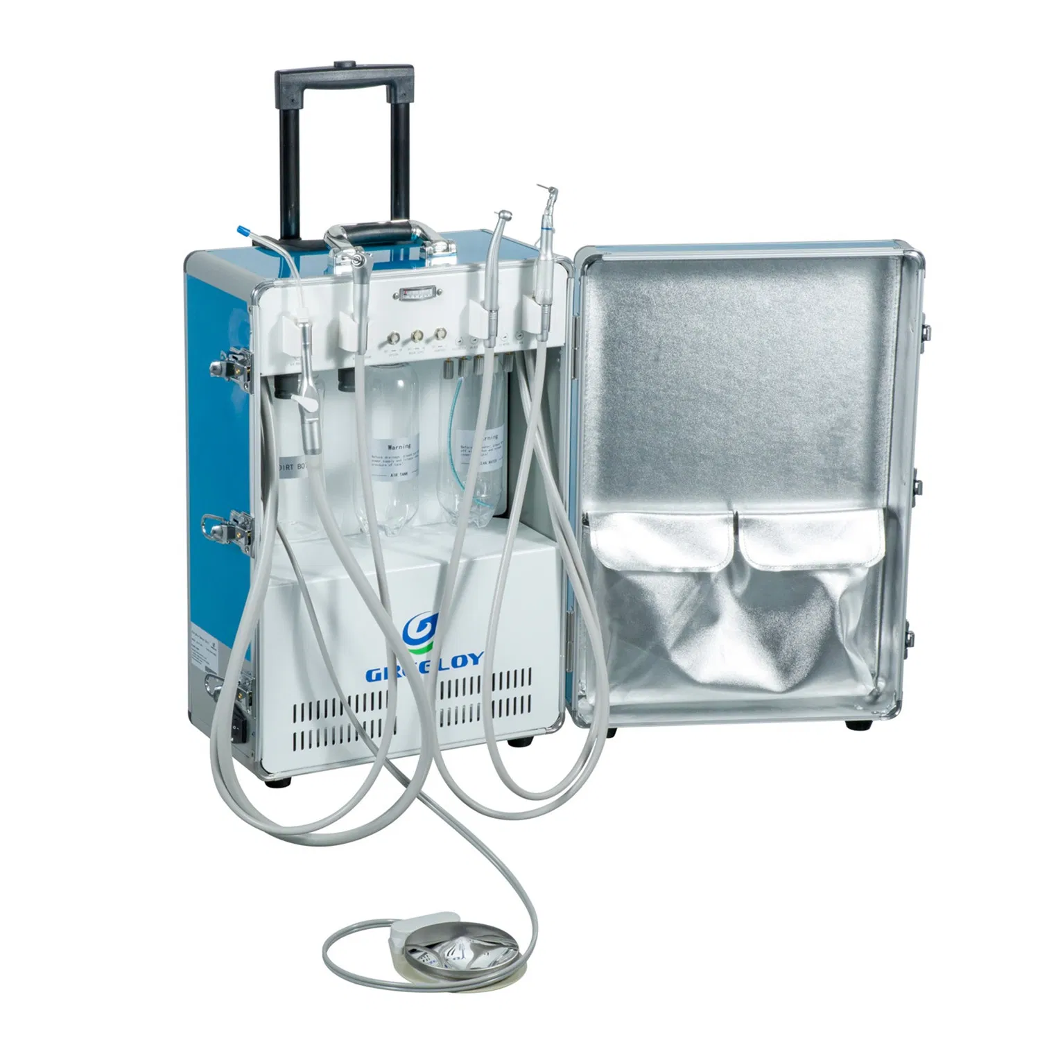 Best Selling CE Approved Suitcase Dental Equipment Portable Mobile Suction Unit Machine with Air Compressor