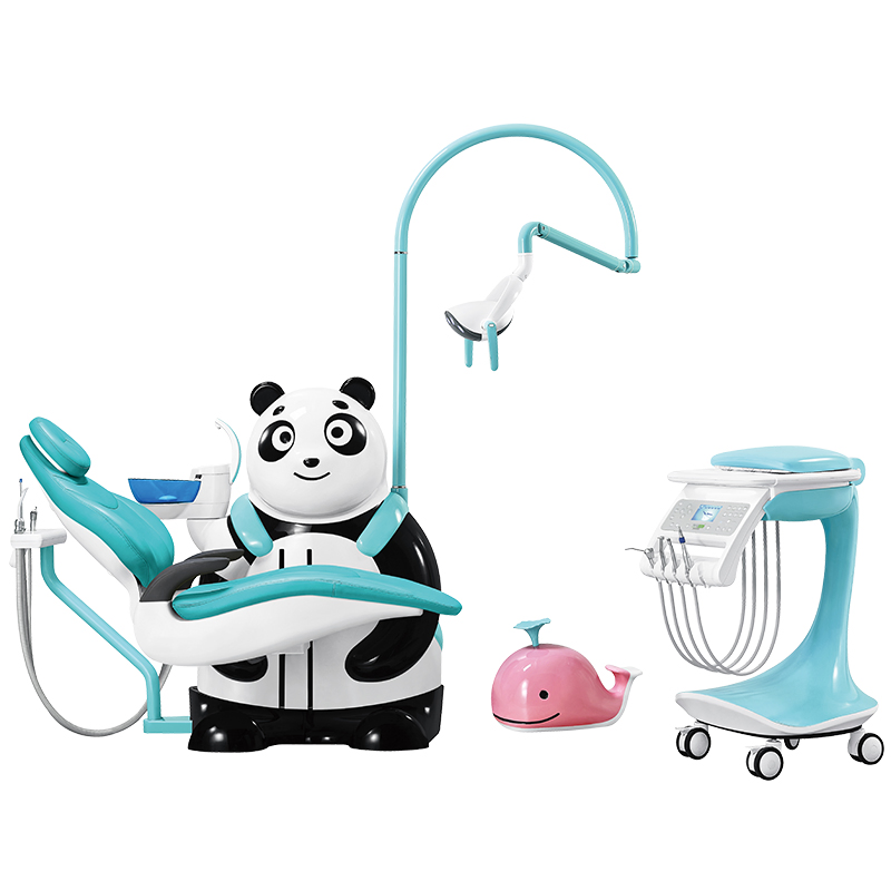 Luxury LED Light Lovely Panda Children Kids Pediatric Dental Chair Unit with Mobile Cart