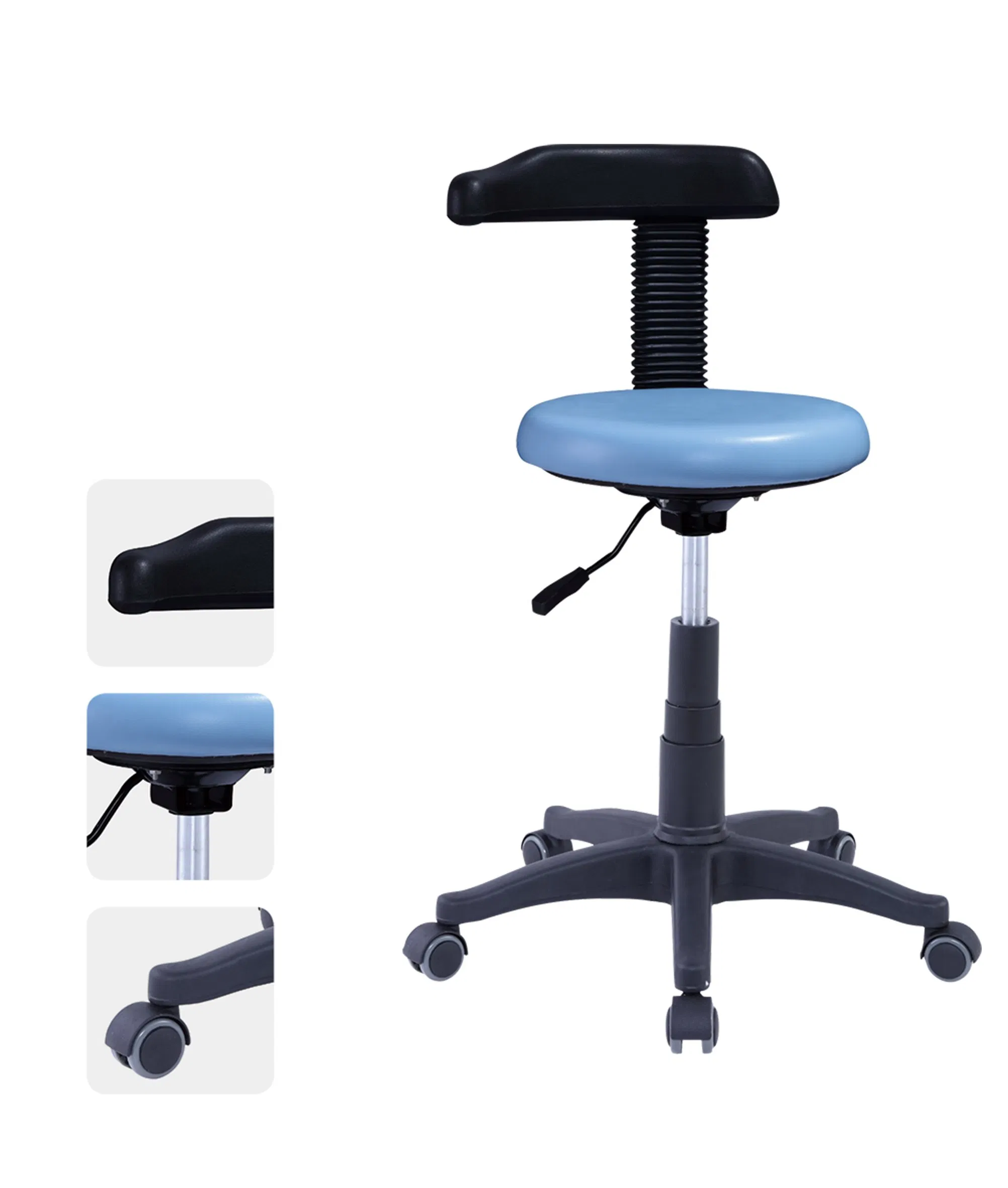 Dentist Stool Dental Mobile Chair Rolling Stool with Back Support Clinic Dentist Lab Adjustable Backrest Dentist Saddle Chair