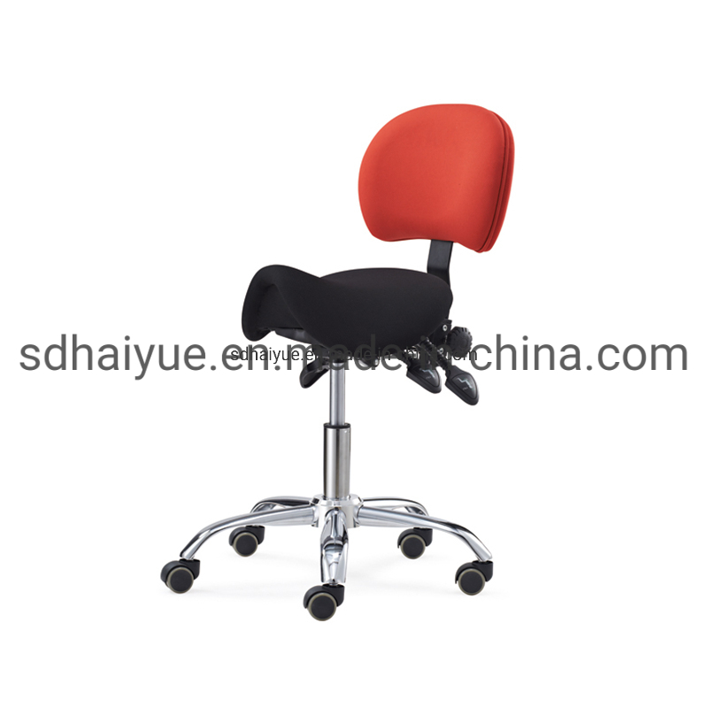 Tilt Seat Adjustable Height Ergonomic Saddle Seat Rolling Dental Stool with Adjustable Back