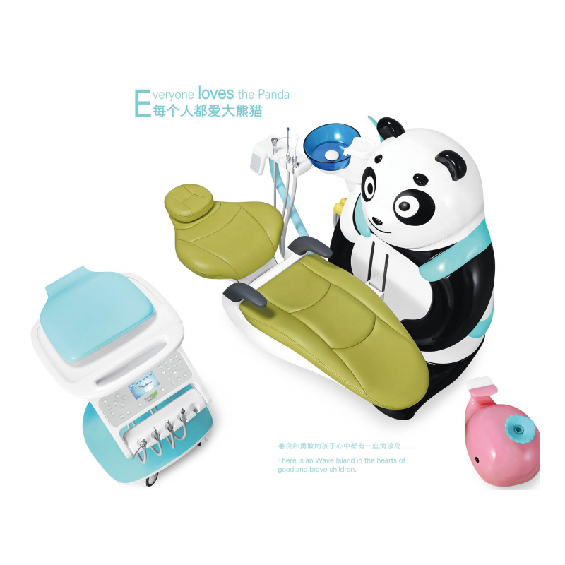 Luxury LED Light Lovely Panda Children Kids Pediatric Dental Chair Unit with Mobile Cart
