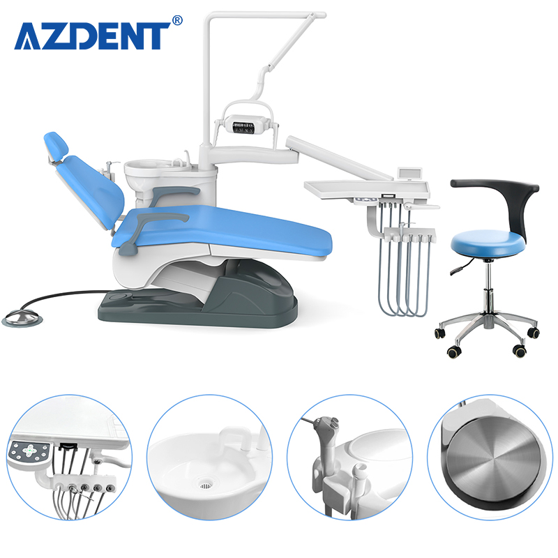 Hard Leather Computer Controlled Dental Unit Blue Color Dental Chair Unit