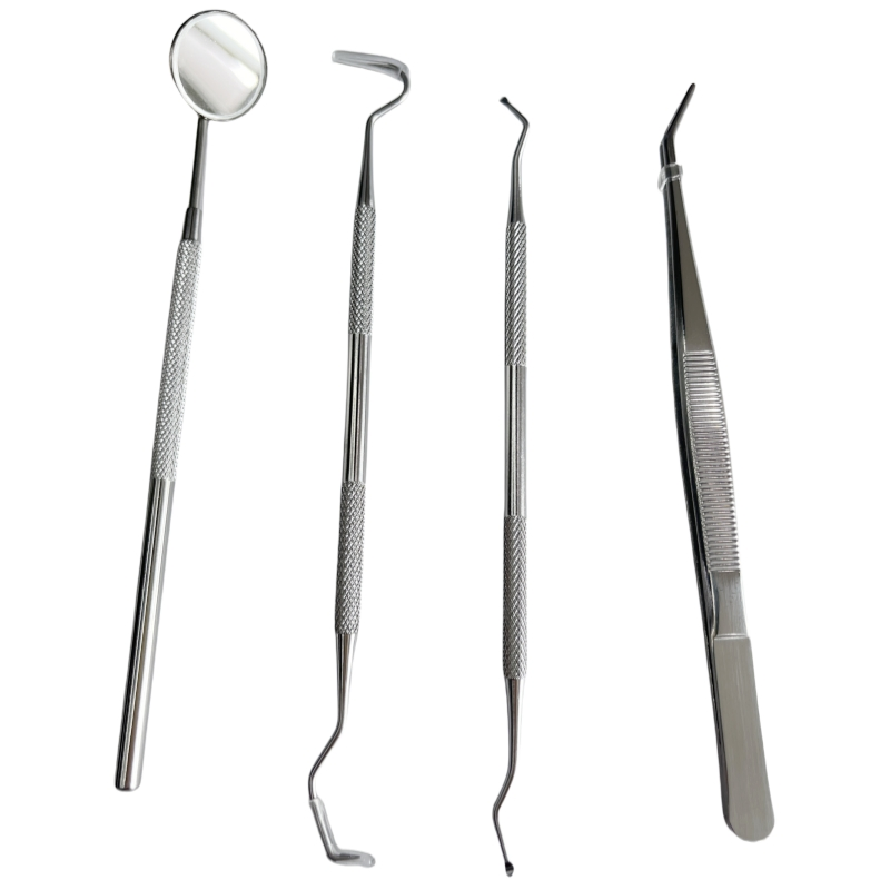 3PCS Dental Examination Kit Mouth Mirror Probe Scraper Tweezers