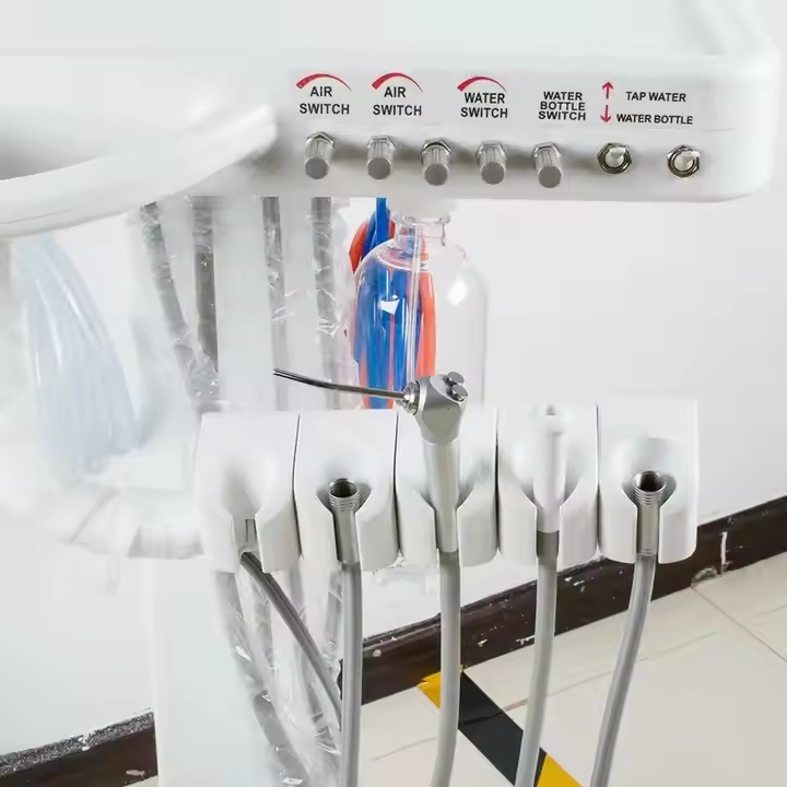 Portable Dental Mobile Delivery Unit 4-Hole System with 65L/Min Compressor for Treatment Work Electric Power Source
