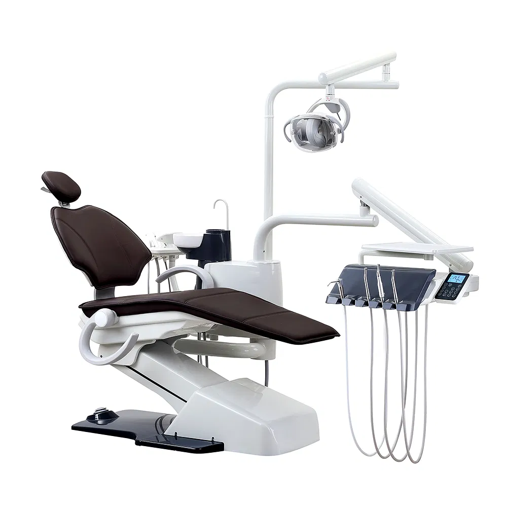 LED Operating Light Fiber Leather Integral Dental Chair with Mobile Cart