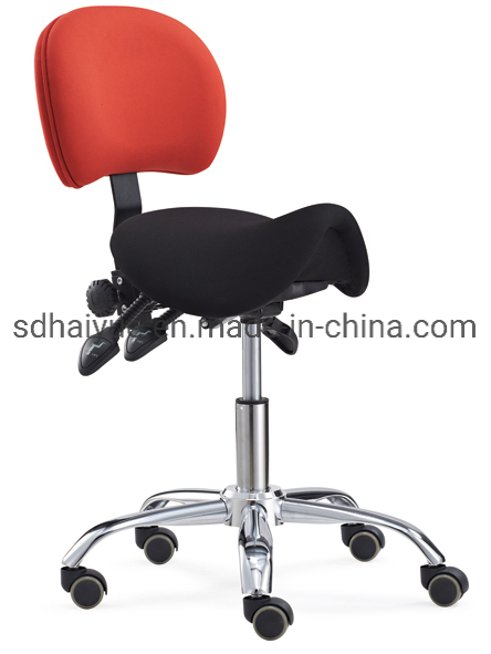 Tilt Seat Adjustable Height Ergonomic Saddle Seat Rolling Dental Stool with Adjustable Back