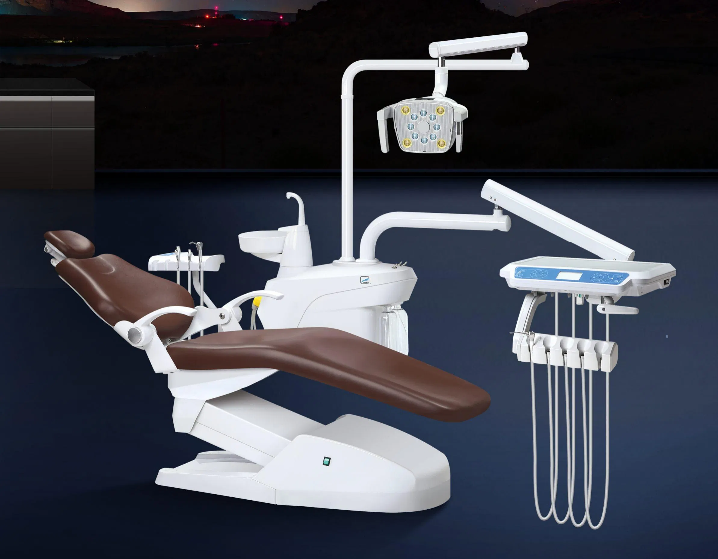 OEM ODM Electric Multi-Function Colorful Dental Unit Department Dental Chair with Touch Button Control System and LED Sensor Operating Light