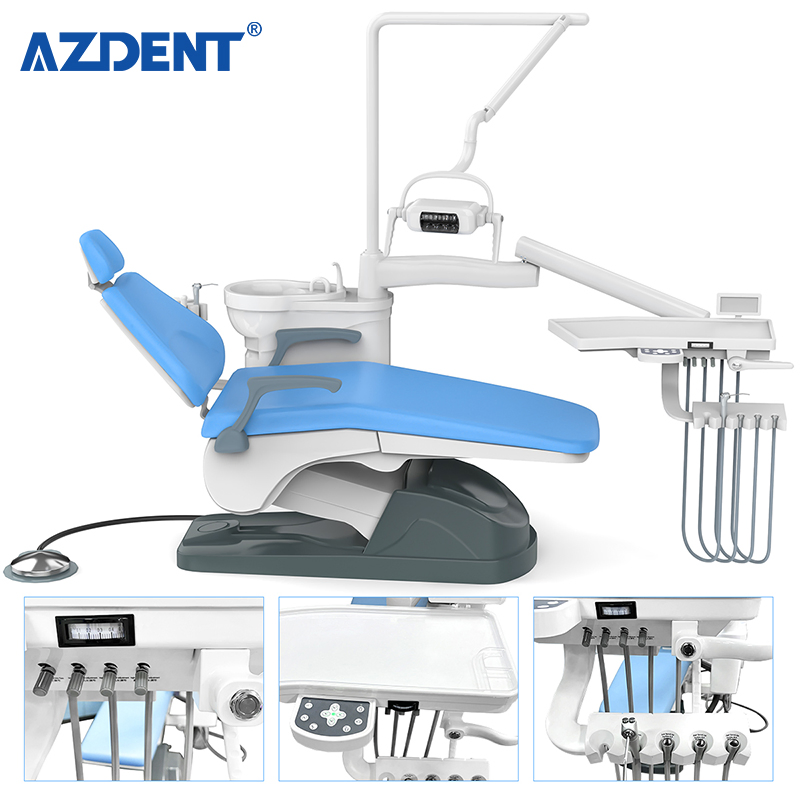 Hard Leather Computer Controlled Dental Unit Blue Color Dental Chair Unit