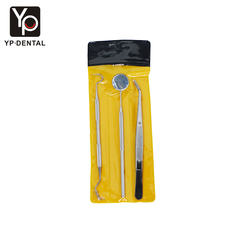 3PCS Dental Examination Kit Mouth Mirror Probe Scraper Tweezers