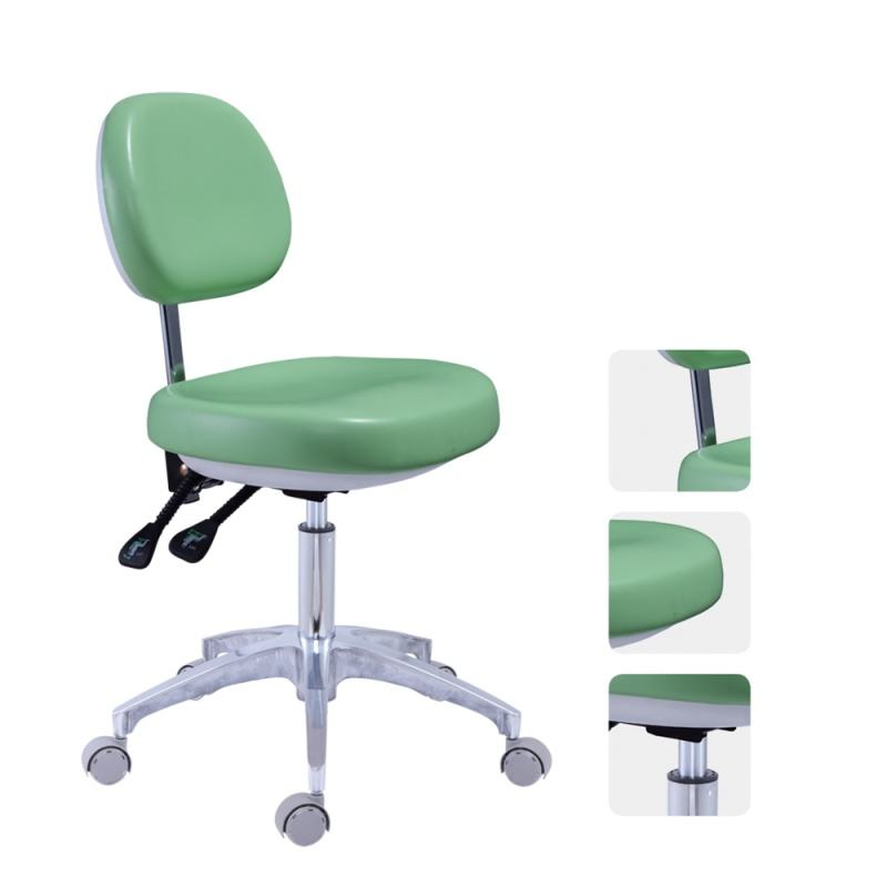 Dental Stool Medical Instrument Ergonomic PU Leather Seat Doctor Assistant Chair with Adjustable Back Rest New Swivel Design Den