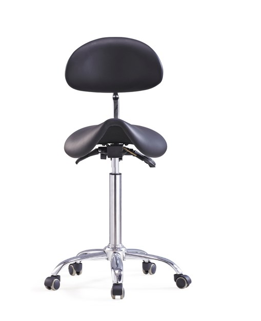 Saddle Stool Chair with Back Ergonomic Rolling Esthetician Seat for Salon Tattoo Shop SPA Home Dentist Clinic (with Backrest, White)