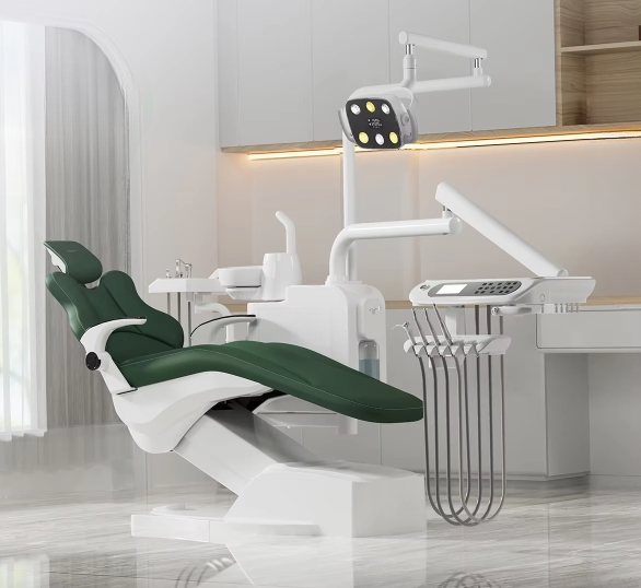 Comfortable Dental Chair Unit with Luxury Ergonomic Design and Rotatable Spittoon