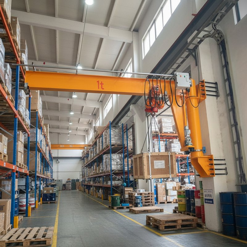 Compact Wall-Mounted Cantilever Jib Crane for Workshop Material Handling